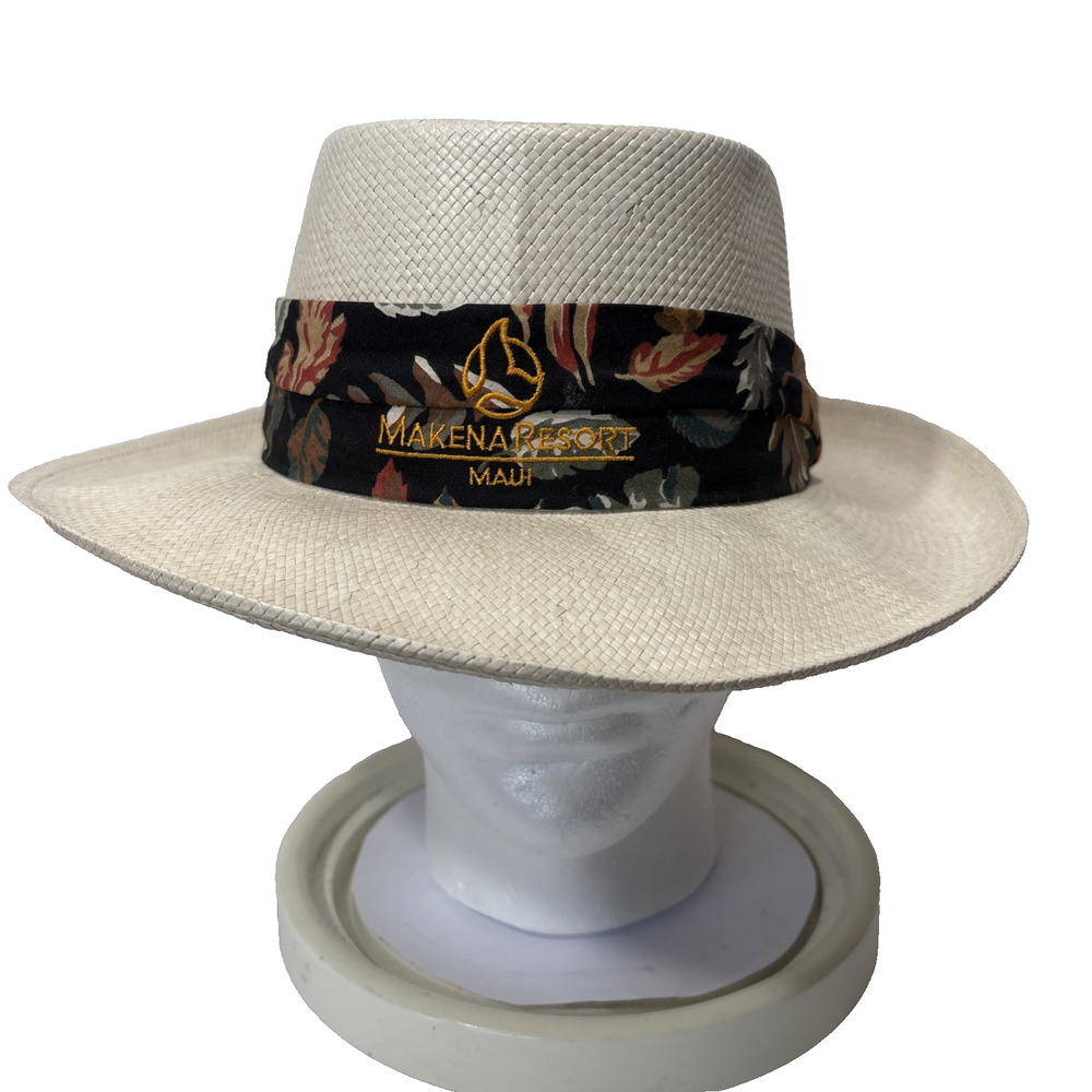 Vintage Kangol Makena Resort Maui Design Straw Hat W Band One Size Made In USA